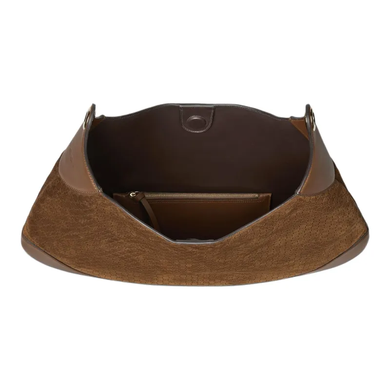 GUCCI Suede Shoulder Bag Tubas Women's Brown-5