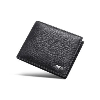 SEPTWOLVES Top Grain Cow Leather Wallet, Card Holder, Wallet Men's Black