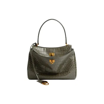 Balenciaga Rodeo Cow Leather Shoulder Bag, Crossbody Bag, Handbag Trumpets Women's Army Green