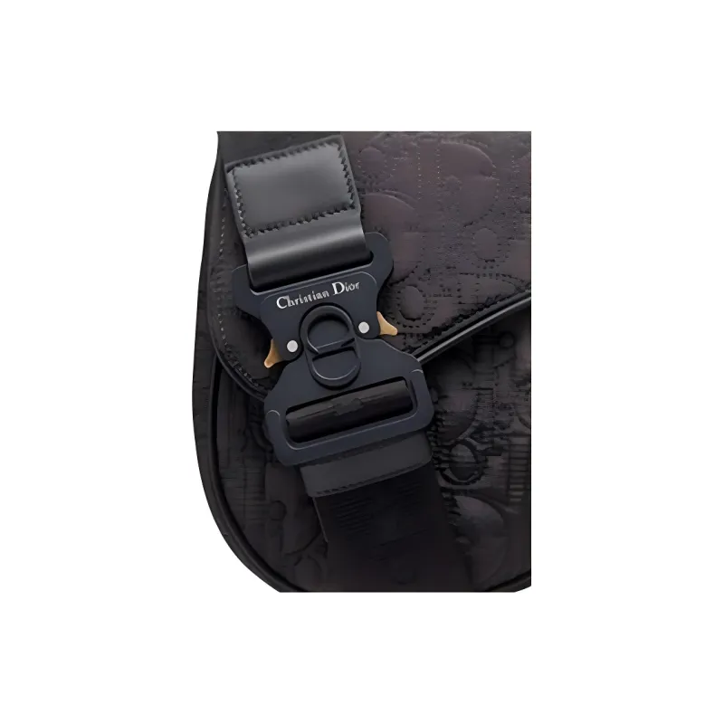 DIOR Saddle Nylon Fabric Saddle Bag Crossbody Bag Sling Bag Men's Black-2