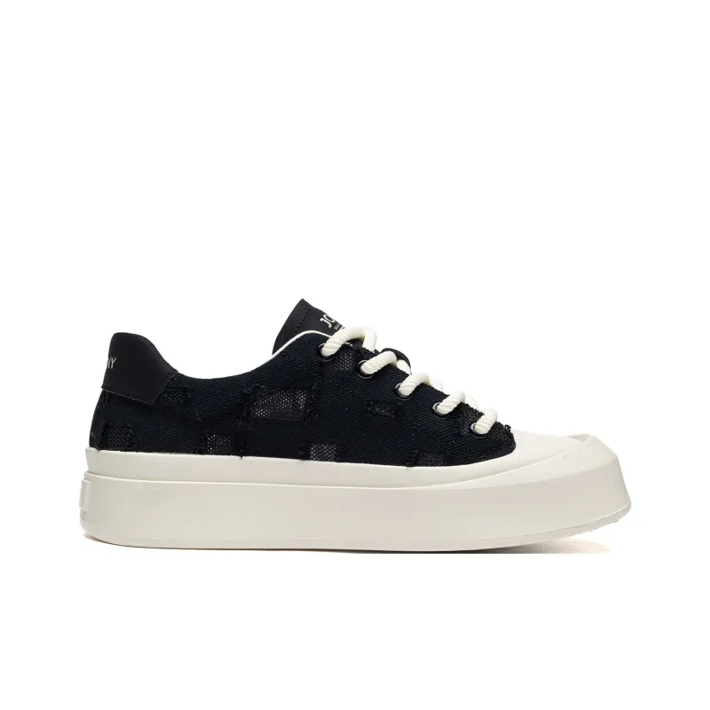 JOSINY Anti Slip Wear Resistant Low Top Skateboard Shoes Men's Black-3