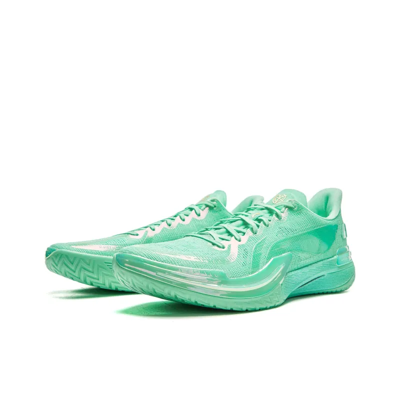 LINING Gamma Basketball Shoes Men Low Top Fluorescent Ice Cyan-4