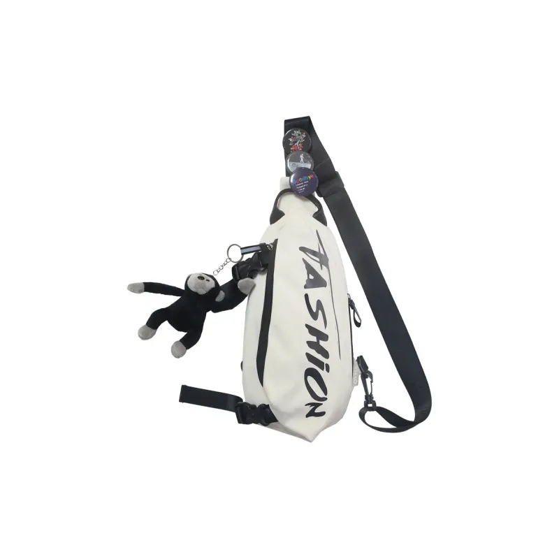 LETOO Nylon Sling Bag Unisex Black/White-4