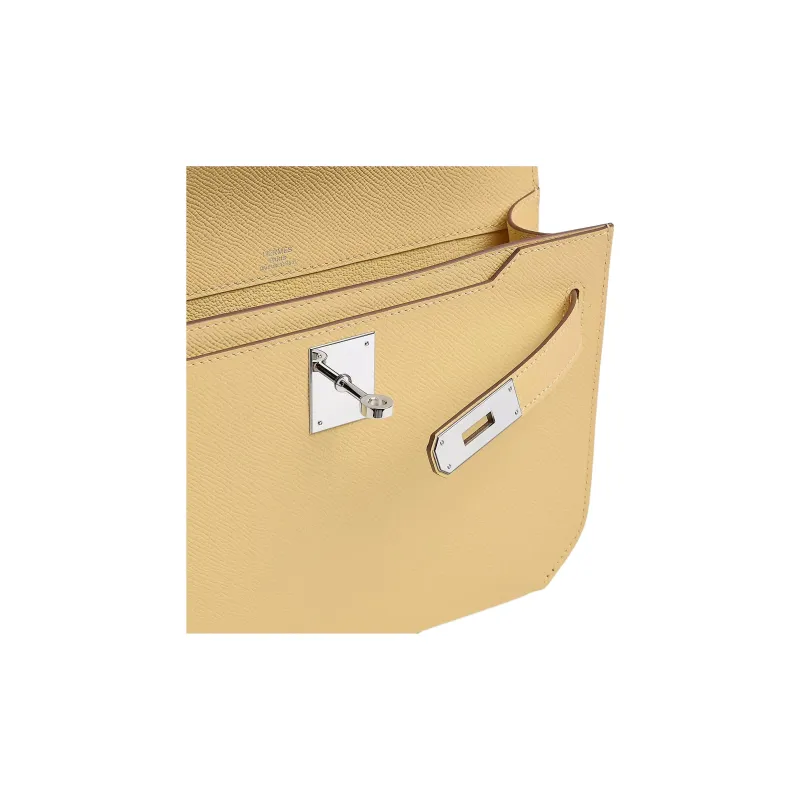 HERMES Kelly Depeches Epsom Calfskin Clutch Women's 1Z Jaune Poussin Chick Yellow-3