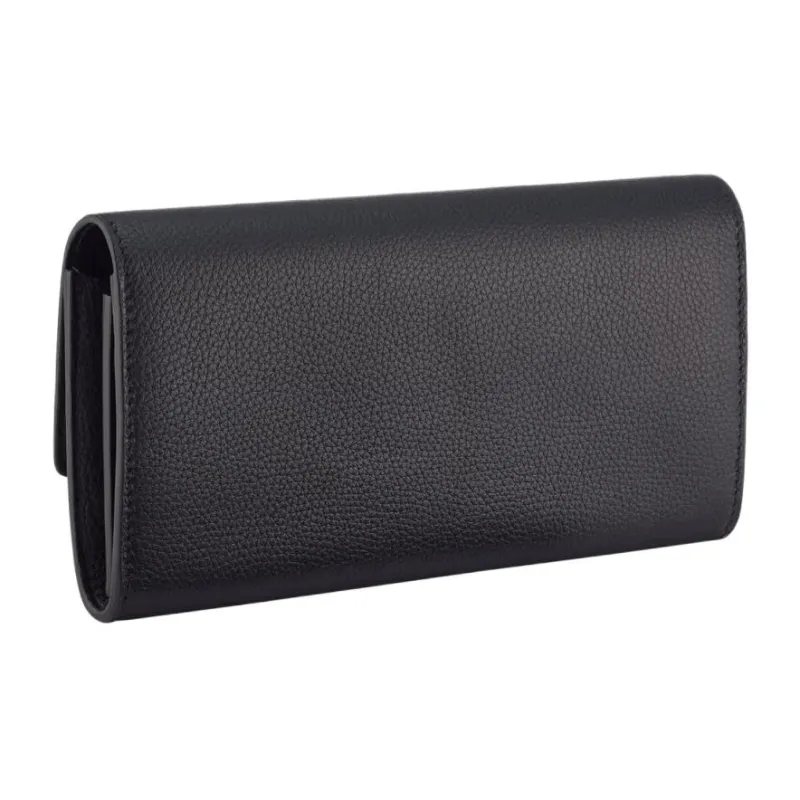 BVLGARI Calfskin Wallet Tubas Women's Black-1