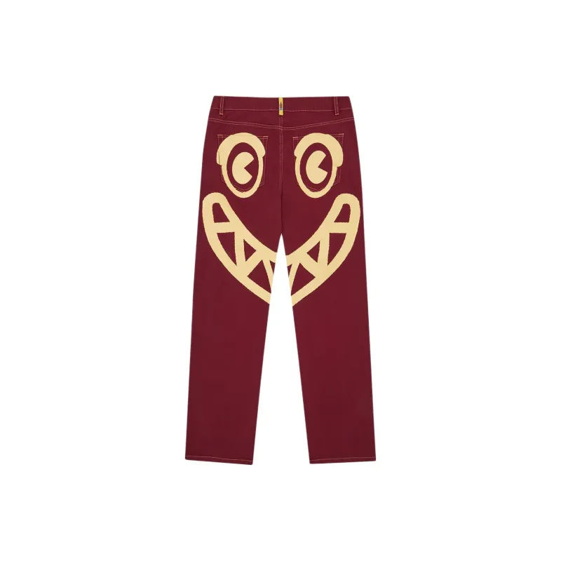 Ice Cream Jeans Unisex Burgundy Red-1