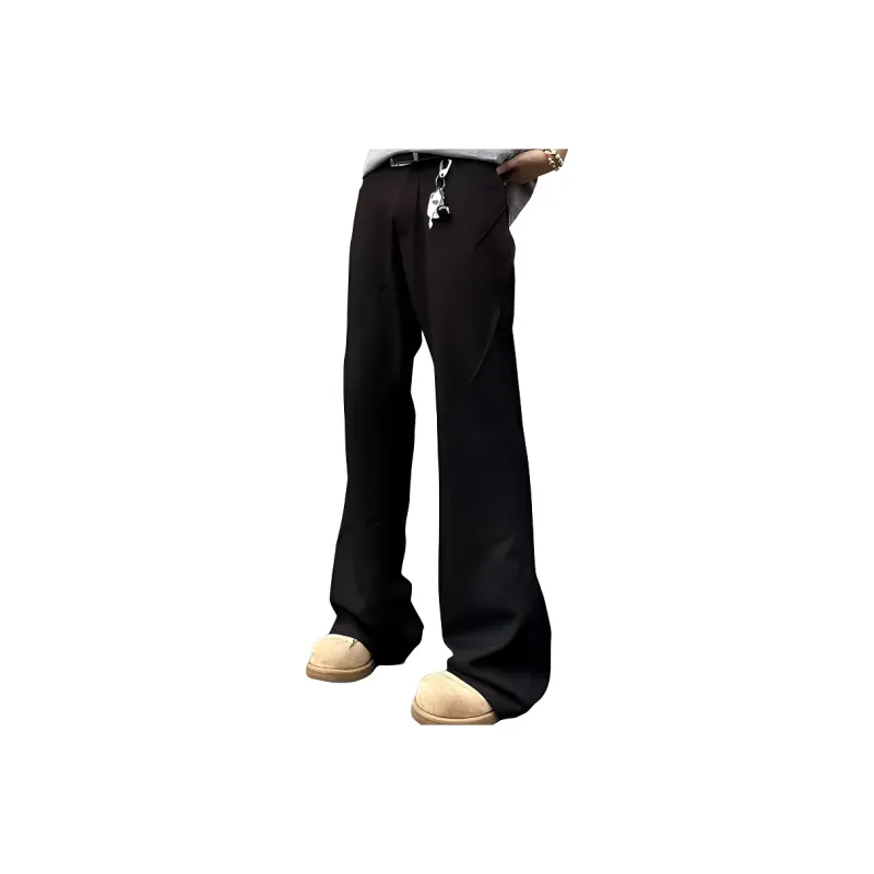 YICHEN Casual Pants Unisex Black[A-Shaped Slightly Flared]-0
