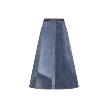 CELINE Denim Long Skirts Women's Blue