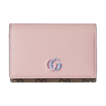 GUCCI GG Marmont Leather Wallet Women's Light Pink