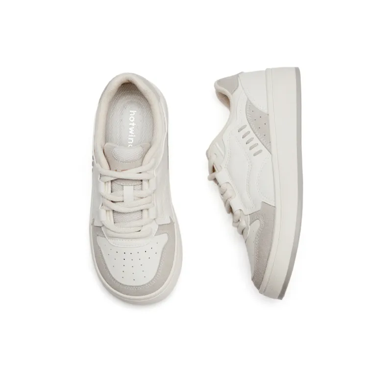 Hotwind White Sneakers Abrasion Resistant Slip Resistant Low Top Skateboard Shoes Women's-2
