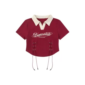 DOKZB T Shirts Women's Burgundy
