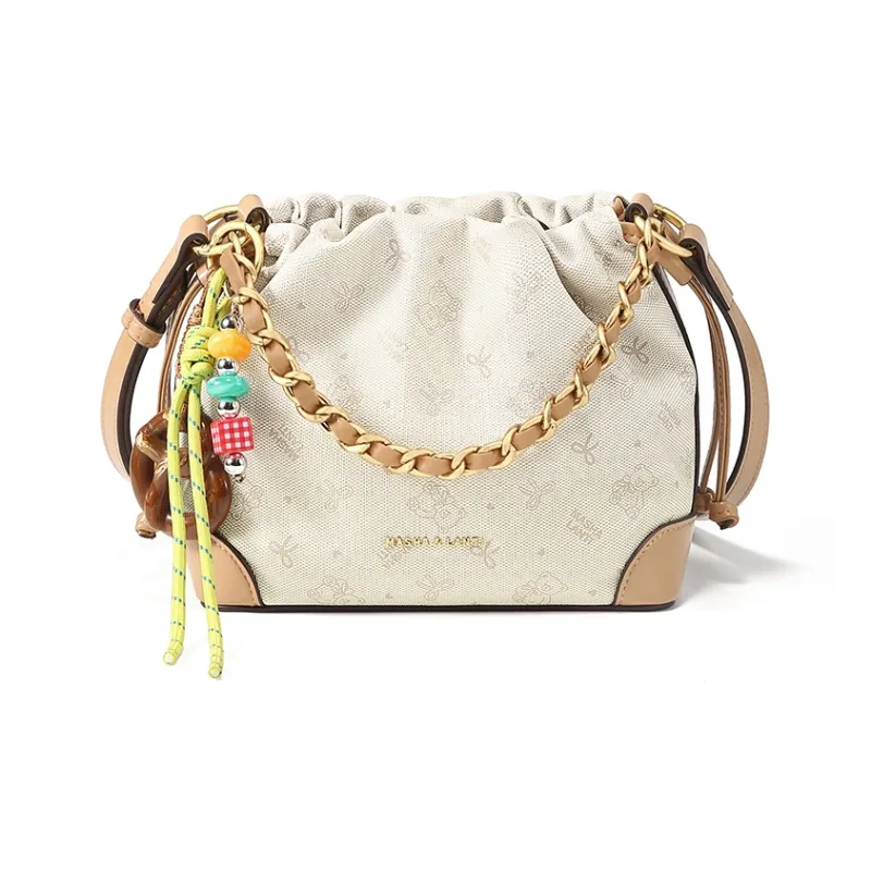 MashaLanti PVC With Synthetic Leather Shoulder Bag Women's Wuzhi Green/Apricot-4