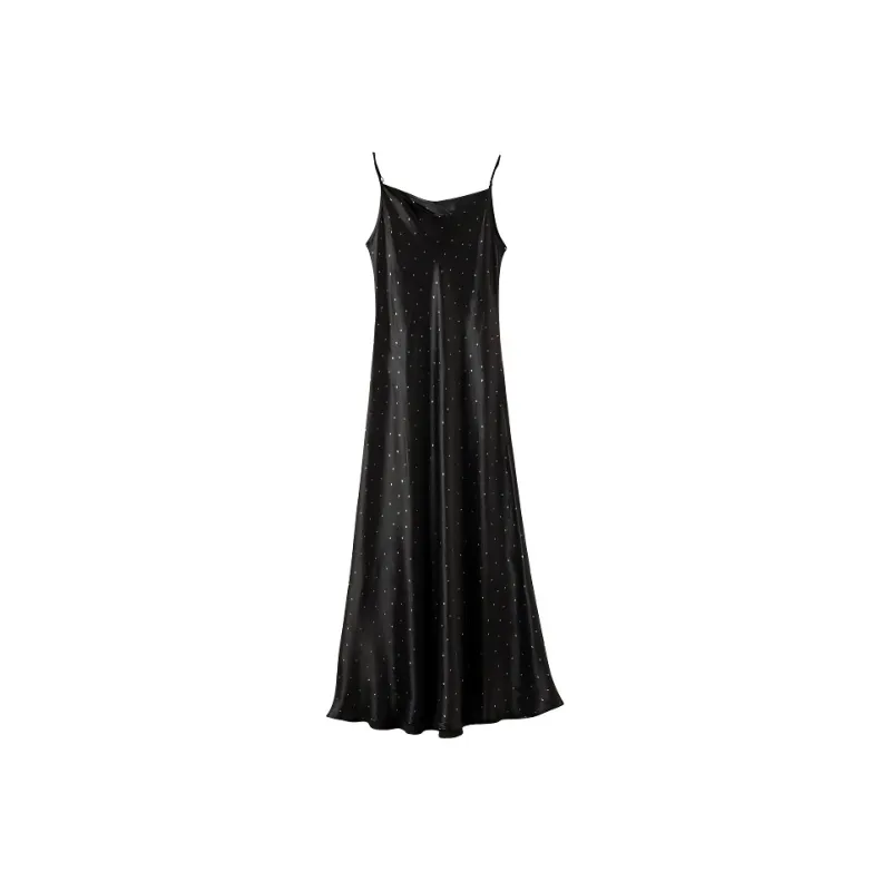 Late White Slip Dresses Women's Black-1