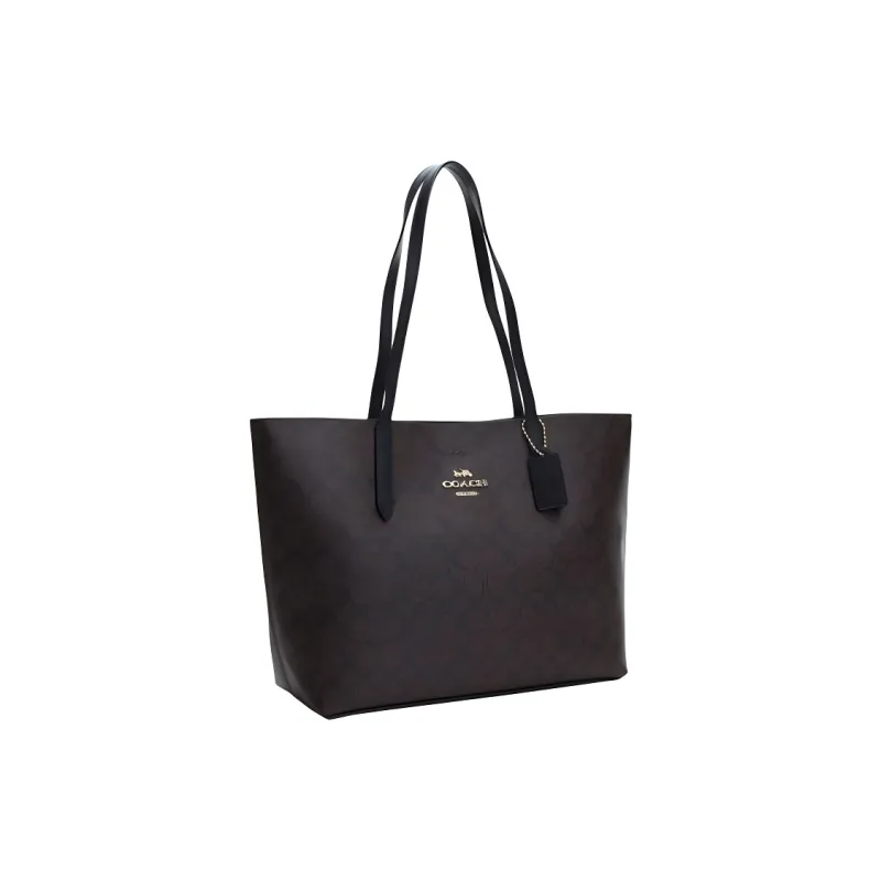COACH Avenue Canvas With Leather Tote Bag, Shopping Bag, Handbag, Shoulder Bag Women's-1