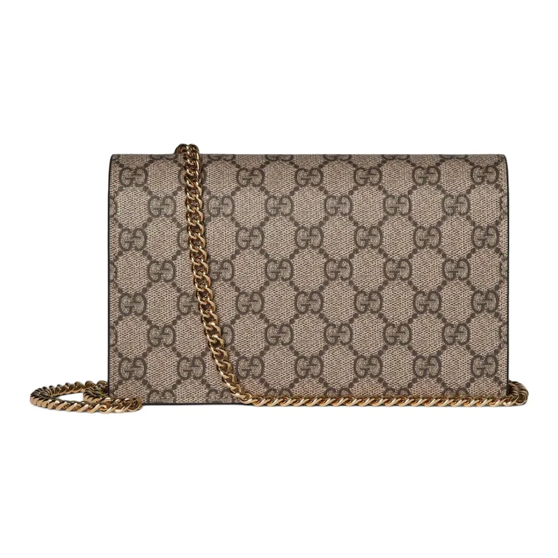 GUCCI GG Marmont Leather Wallet, Shoulder Bag Women's Beige & Bright Green-3