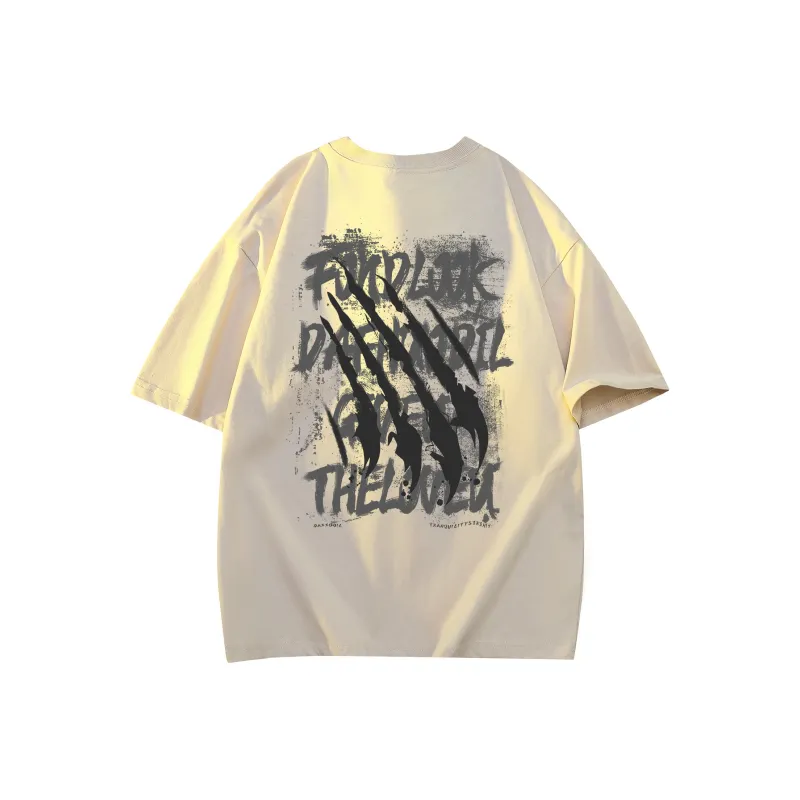 FONDLOOK T Shirts Unisex Light Beige Apricot-0