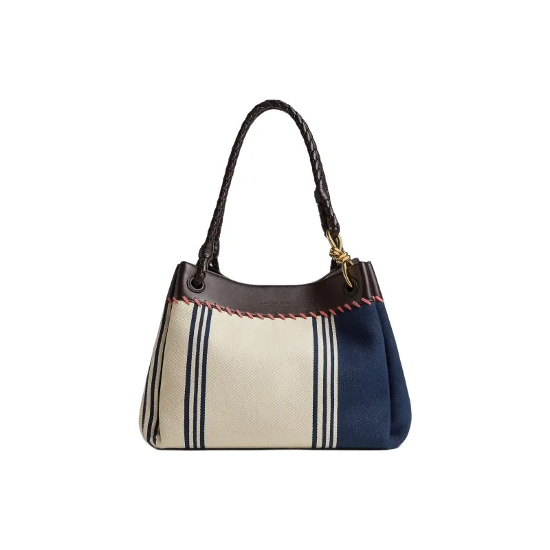 Bottega Veneta Cotton Canvas Bag, Handbag, Shoulder Bag Tubas Women's Natural & Marine Blue-0