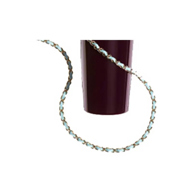 CHANEL Leather Lipstick Bag Necklace Pouch Crossbody Bag Women's Burgundy & Blue-2