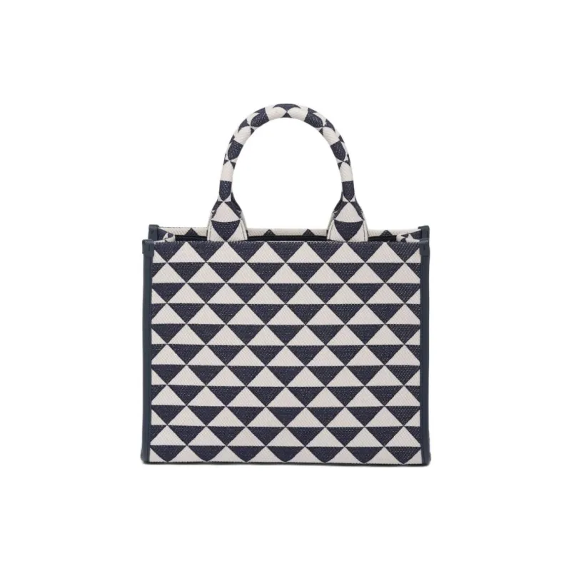 PRADA Symbole Leather Tote Bag, Shopping Bag, Shoulder Bag, Handbag Trumpets Women's Baltic Sea Blue-2