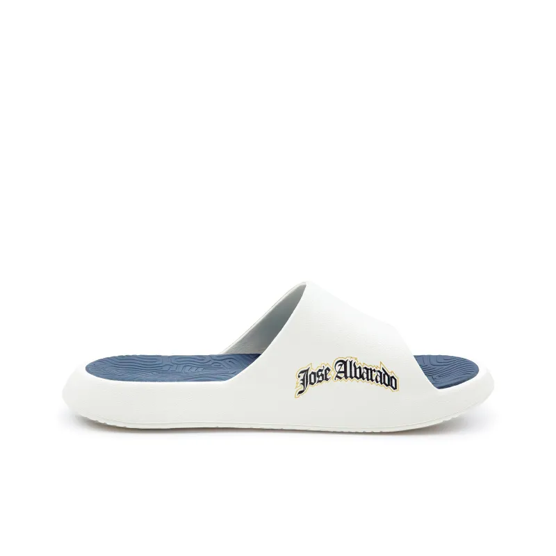 PEAK Tai Ji1.0 Quiet Slip Resistant Abrasion Resistant Slide Slippers Unisex White Navy Blue-1