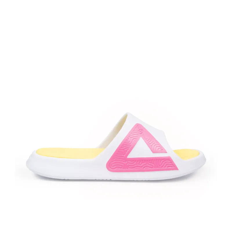 PEAK Tai Ji1.0 Quiet Slip Resistant Cushioning Slide Slippers Unisex White Pink Yellow-2