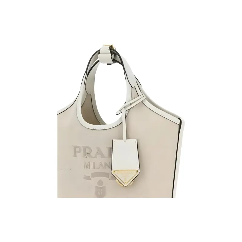 PRADA Linen Tote Bag, Shopping Bag, Handbag Mini Women's White-4