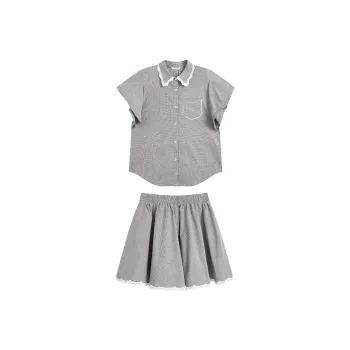 ZIHAN Skirt Set Women's Gray Houndstooth