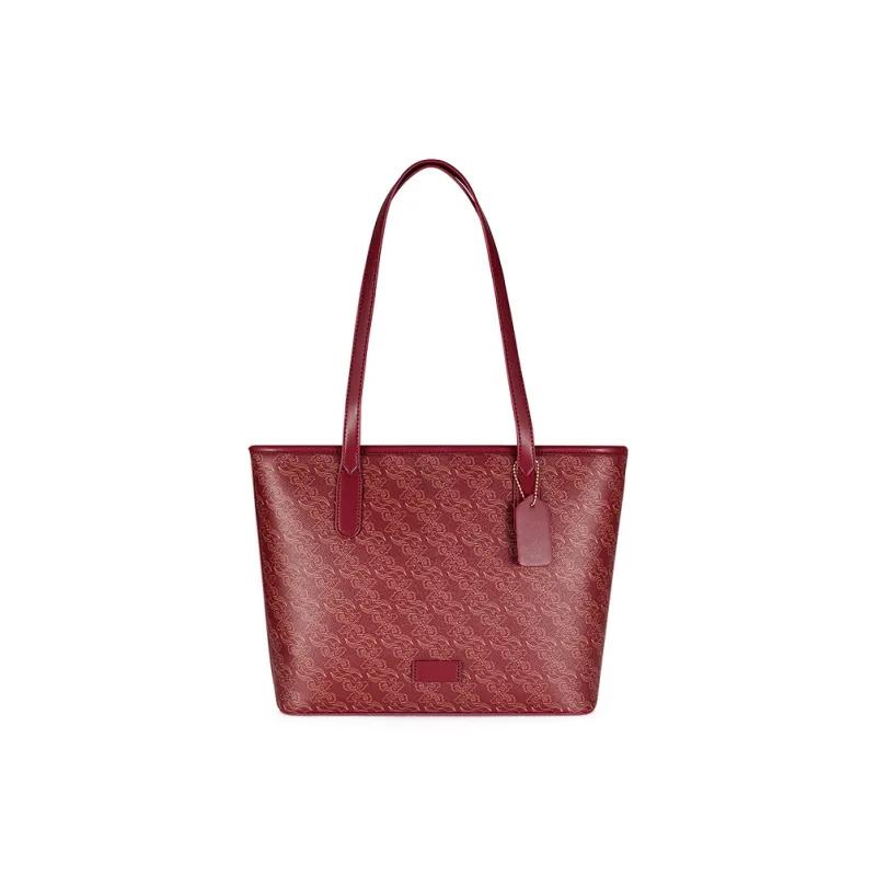 Vigno Synthetic Leather One Shoulder Underarm Tote Bag Women's Red-0