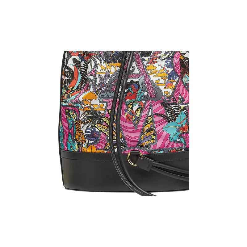 Ferragamo Safari Print Leather Trim Backpack Multi-3