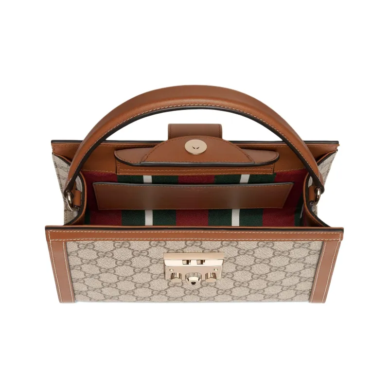 GUCCI Padlock Fabric One Shoulder Handbag Medium Size Women's Brown & Beige-5
