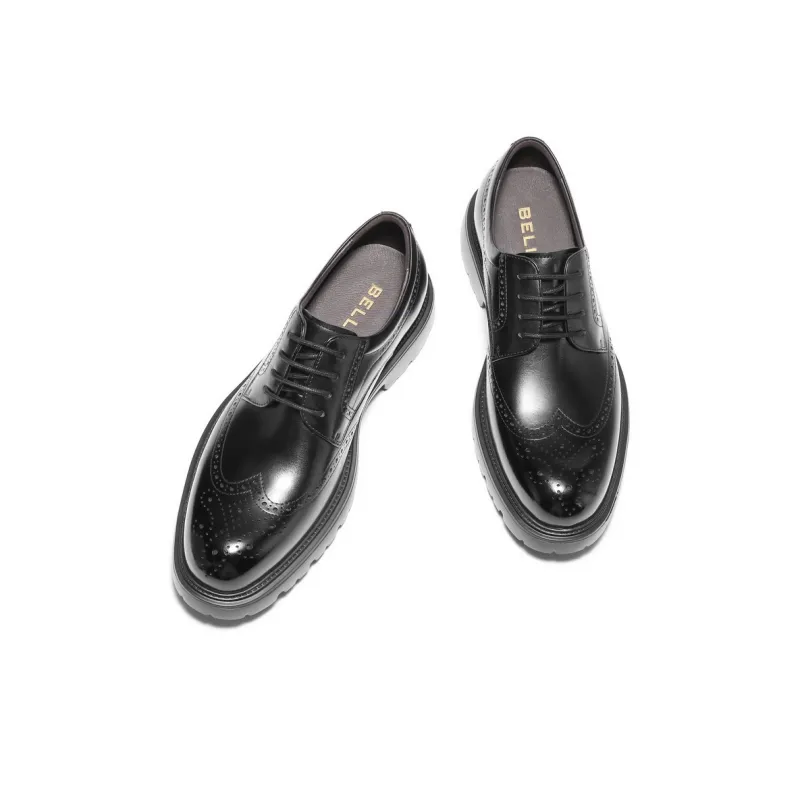BELLE Dress Shoes Men Low Top Solid Color-7