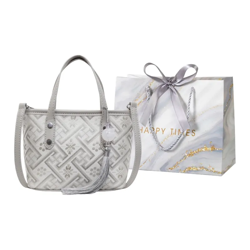 Miss Angel Fabric Crossbody Handbag Women's Ecru/Gray/Black/Pink/Purple-6