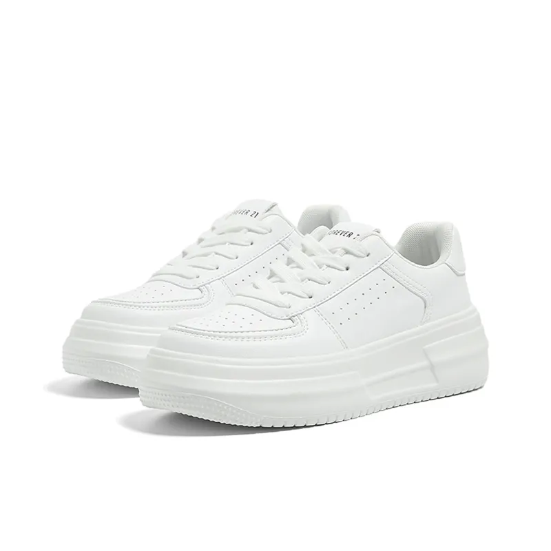 FOREVER 21 Slip Resistant Height Increasing Low Top Skateboard Shoes Women's White-2