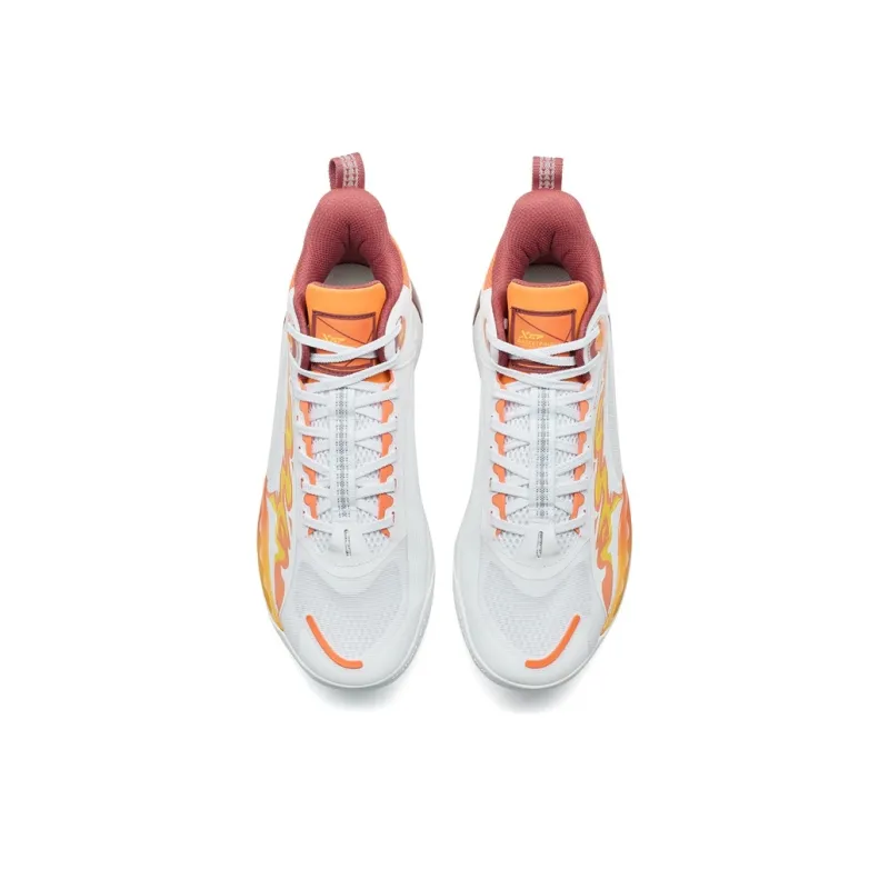 XTEP Abrasion Resistant Slip Resistant Low Top Basketball Shoes Men's White Orange-3