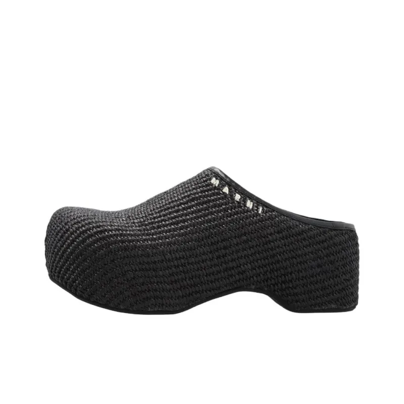 MARNI Rubber Sole Closed Toe Slippers Women's Black-0