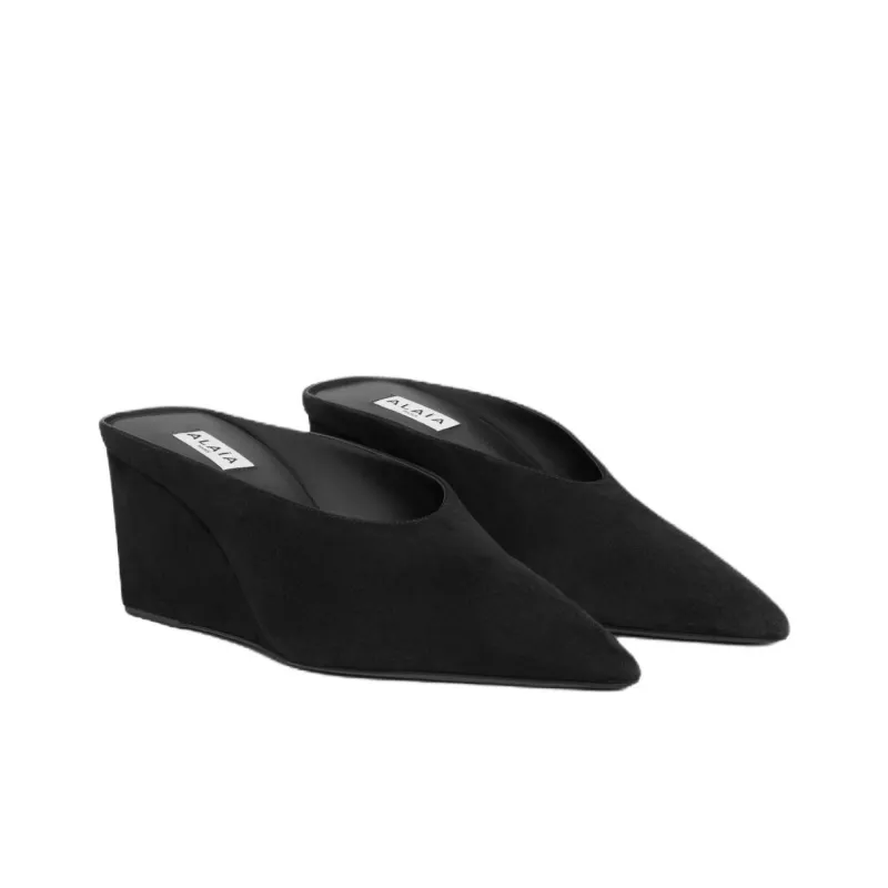 Alaia Rubber Sole Closed Toe Slippers Women's Black-2