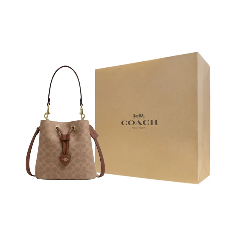 COACH Rowan Leather Bucket Bag Handbag Trumpets Women's Brown-8