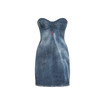 DSQUARED 2 Embellished Denim Bustier Mini Dress