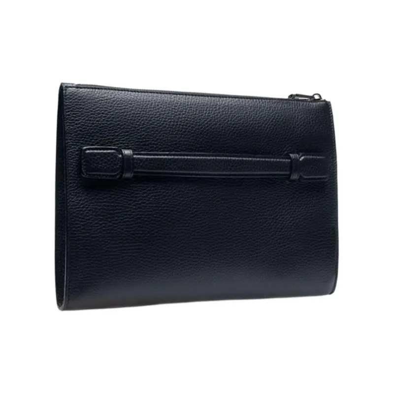 BALLY Cow Leather Clutch Coin Purse Handbag Men's Black-1