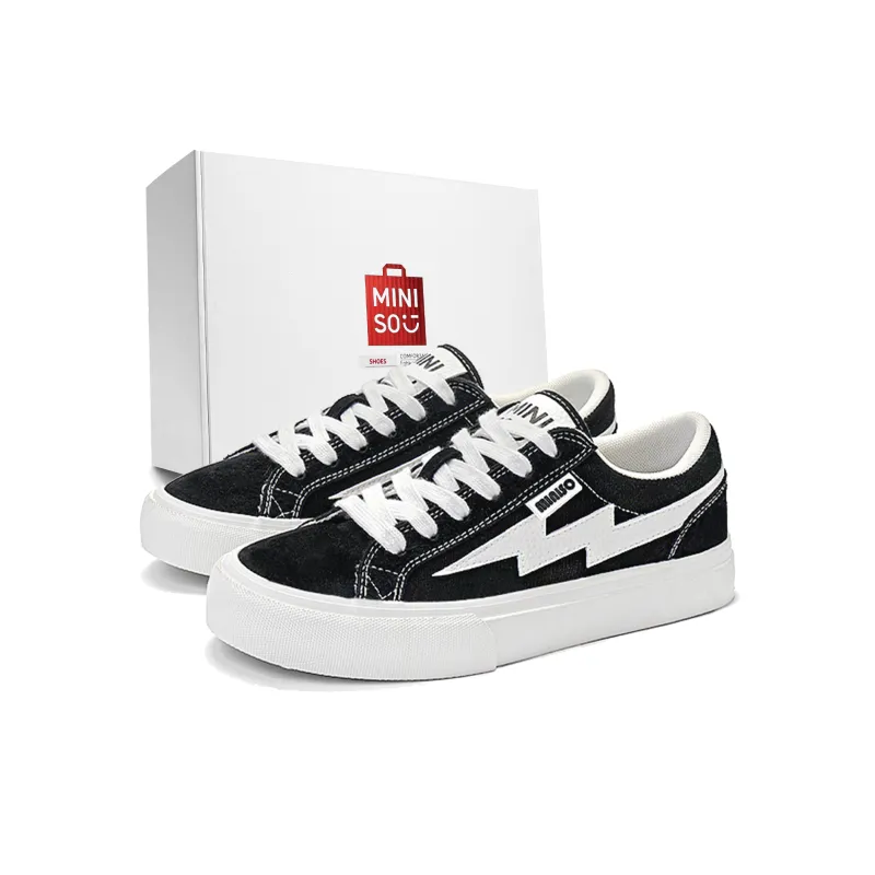 MINISO Low Top Casual Shoes Unisex Black Purple-0