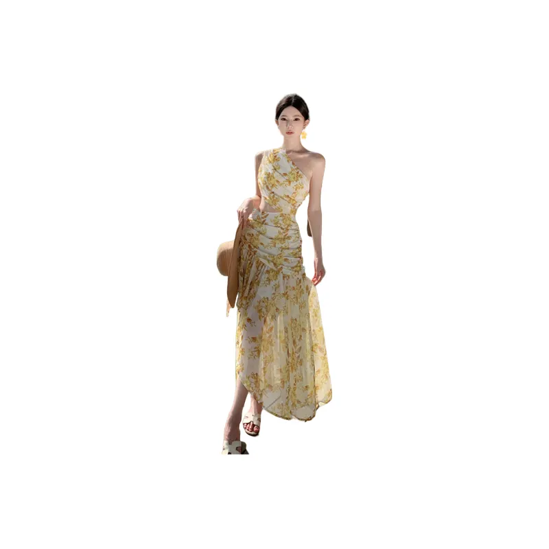 MDEHT Sleeveless Dresses Women's Yellow-0
