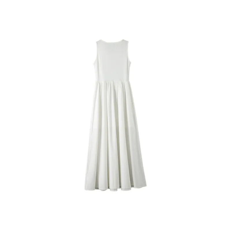 Late White Sleeveless Dress Women's-1
