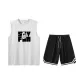 2 Pack (White Heather Gray Top+Black Pants)