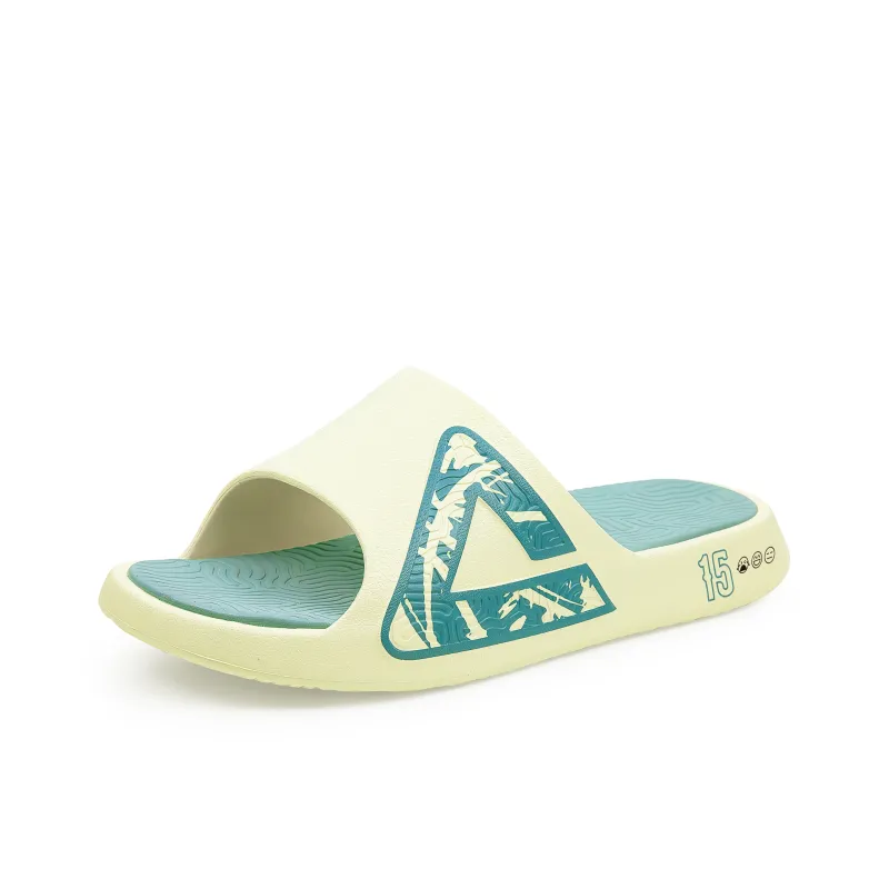 PEAK Tai Ji1.0 Quiet Slip Resistant Cushioning Slide Slippers Men's Light Yellow Grass Green-2