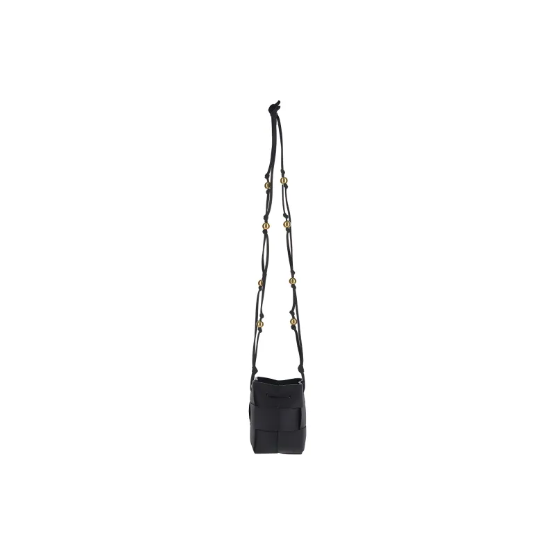 Bottega Veneta Calfskin Bucket Bag, Crossbody Bag, Shoulder Bag Mini Women's Black-3