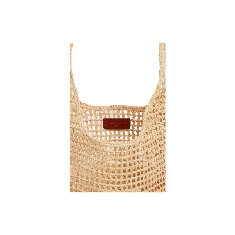 Vanessa Bruno Raffia Tote Bag, Shopping Bag, Shoulder Bag Unisex Black Sand Color-3
