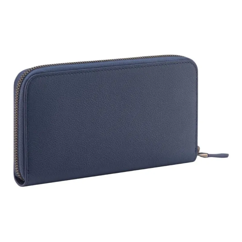 BVLGARI Calfskin Wallet Tubas Men's Blue & Green-1