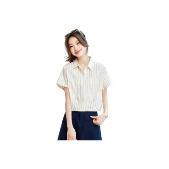 PIERRE CARDIN Shirts Women's Beige Apricot Stripes