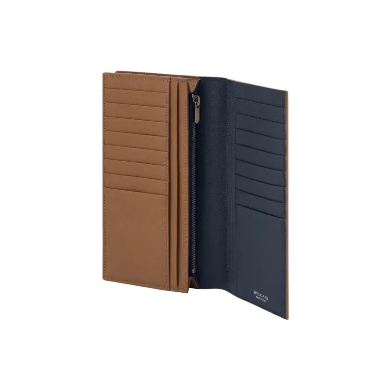 BVLGARI Calfskin Wallet Tubas Men's Brown-2