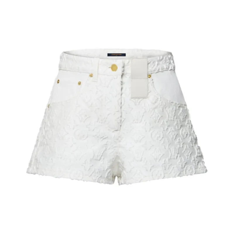LOUIS VUITTON Monogram Fil Coupé Denim Shorts-0